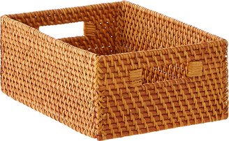 Medium Rattan Bin w/ Handles Copper