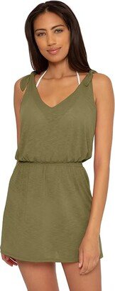 Breezy Basics Tie Shoulder Dress Cover-Up (Seaweed) Women's Swimwear