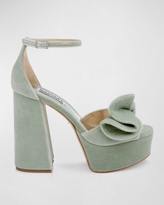 Zoelle Velvet Ankle-Strap Platform Sandals