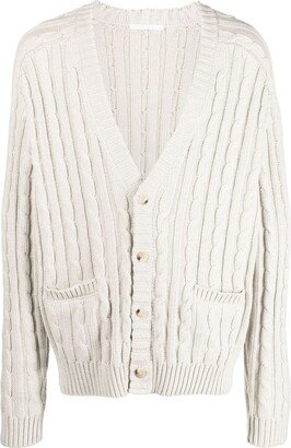 V-neck cable-knit cardigan