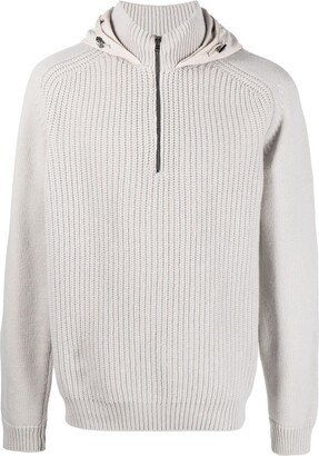 Long-Sleeve Hooded Wool Jumper