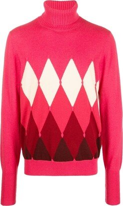 Geometric Cashmere Roll-Neck Jumper