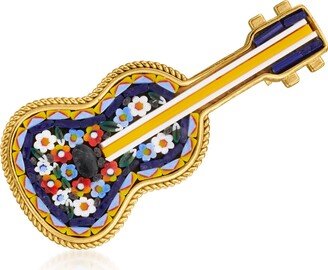 Italian Multicolored Murano Glass Mosaic Guitar Pin in 18kt Gold Over Sterling