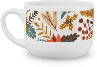 Mugs: Christmas Flowers - Multi Latte Mug, White, 25Oz, Multicolor