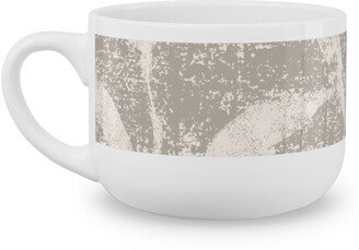 Mugs: Grass Cloth With Leaves - Gray And Cream Latte Mug, White, 25Oz, Beige