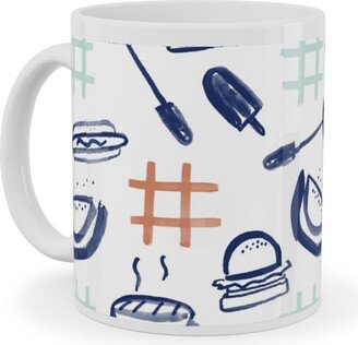 Mugs: Summer Cookout Ceramic Mug, White, 11Oz, Blue