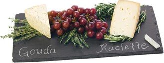 Country Home Slate Cheese Board and Chalk Set, Natural Slate with Velvet Backing, Soapstone Chalk, 8 by 16, Gourmet Gift Set