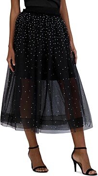 Embellished Tulle Midi Skirt