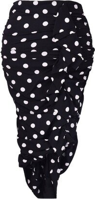 Polka Dot Printed Midi Skirt