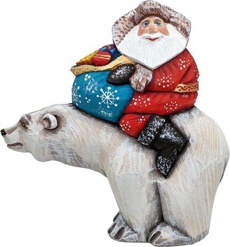 G.DeBrekht Gifty Traveler Polar Bear Santa Carved Figurine