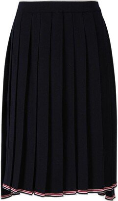 Asymmetric Hem Midi Pleated Skirt