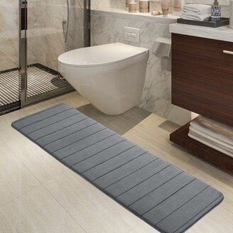 PiccoCasa Absorbent Soft Long Washable Non-Slip Memory Foam Bath Tub Mat Floor Runner Rug Dark Grey 16 x 47