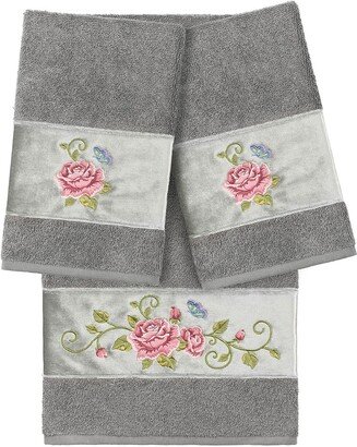 Rebecca 3-Piece Embellished Towel - Dark Gray