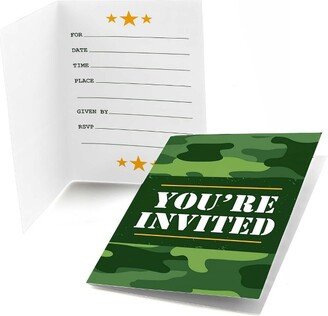 Big Dot of Happiness Camo Hero - Fill In Army Military Camouflage Party Invitations (8 count)