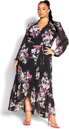 Women's Plus Size Maxi Samara - Black Full Bloom - 20W