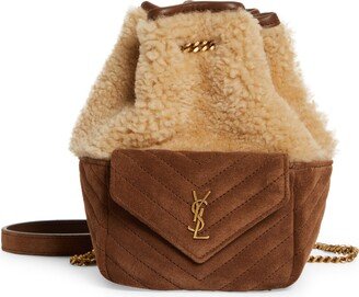 Mini Jo Genuine Shearling & Suede Bucket Bag