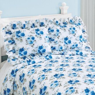 Collections Etc Natalia Blue Plisse Ruffled Edge Pillow Shams - Set of 2