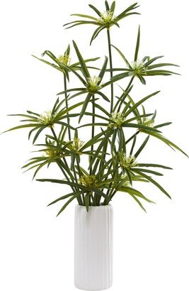 24in. Cyperus Artificial Plant in White Planter