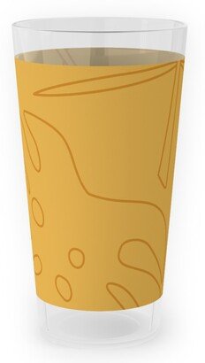 Outdoor Pint Glasses: Tropical Leaves - Gold Outdoor Pint Glass, Yellow