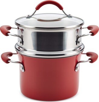 Cucina Porcelain Aluminum 3-Qt. Saucepot and Steamer Set