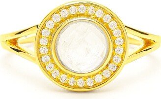 Seven Saints Moonstone Goddess Glow Ring, Gold Over Sterling Silver