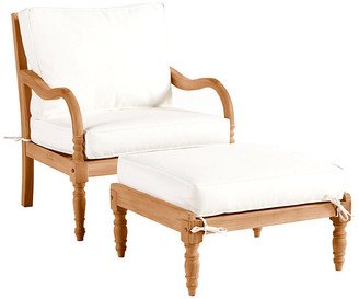 Ceylon Teak Lounge Chair & Ottoman with Cushions