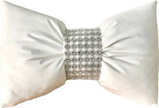 Elegant Silver Bling White Unique Velvet Bow Shaped Pillow