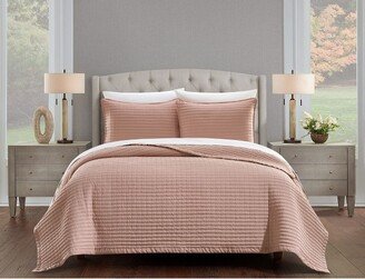 Chic Home Design Chic Home Xavier Quilt Set Geometric Square Tile Pattern Bed In A Bag Bedding - 7 Piece - Queen 90x92, Rose
