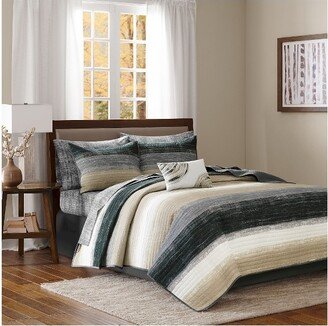 8pc King Seth Striped Complete Reversible Coverlet Set Taupe