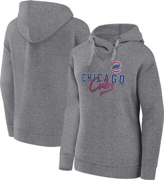 Women's Heather Gray Chicago Cubs Plus Size Pullover Hoodie