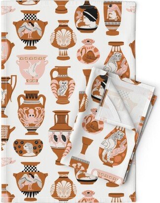 Mythology Tea Towels | Set Of 2 - Ancient Vessels By Beshkakueser Museum Greek Vases Inpsired Linen Cotton Spoonflower