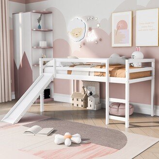 Sunmory Loft Bed with Slide, Multifunctional Design, Twin