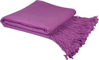 Unique Bargains 1 Pc 50x65 Viscose Cotton Solid Color Soft Comfortable Tassel Bed Blankets Orchid - PiccoCasa