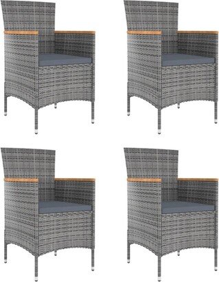 Patio Dining Chairs 4 pcs Poly Rattan Gray - 24 x 23.6 x 34.6