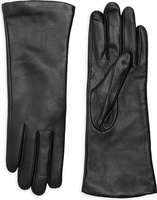 Saks Fifth Avenue Made in Italy Saks Fifth Avenue Women's Polished Leather Cashmere Lined Tech Gloves