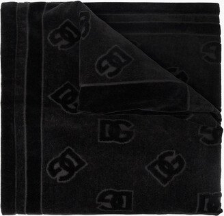 Beach Towel With Logo - Black