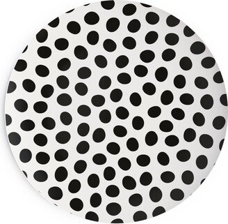 Salad Plates: Dots - Black And White Salad Plate, White