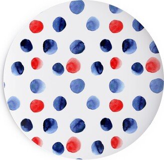 Salad Plates: Red And Blue Watercolor Dots Salad Plate, Blue