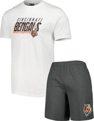 Men's Concepts Sport Charcoal, White Cincinnati Bengals Downfield T-shirt and Shorts Sleep Set - Charcoal, White