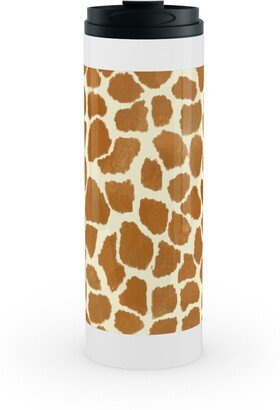 Travel Mugs: Giraffe Spots Stainless Mug, White, 16Oz, Brown