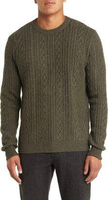 Ridge Cabled Wool Blend Crewneck Sweater
