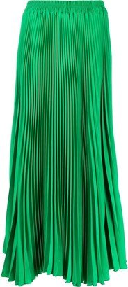 Elasticated-Waist Pleated Long Skirt