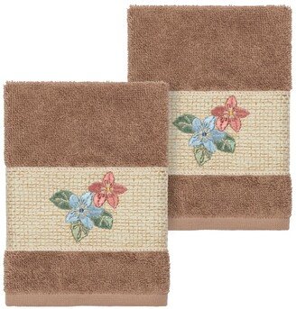 Latte Caroline Embellished Washcloth - Set of 2