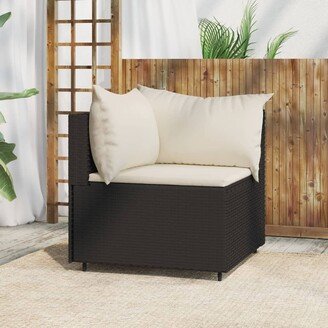 Patio Corner Sofa with Cushions Black/Brown/Gray Poly Rattan