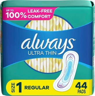 Always Ultra Thin Pads Size 1 Regular Absorbency Unscented - 44ct