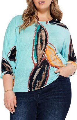 Plus Size Grove Sweater (Aqua Multi) Women's Clothing