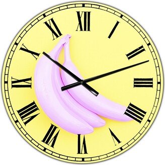 Designart Pink Banana Large Modern Wall Clock - 36