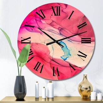 Designart 'Pink And Beige Marble Landscape' Modern wall clock