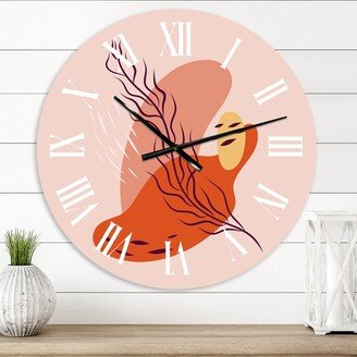 Designart 'Abstract Spring Leaf In Warm Colors' Modern wall clock