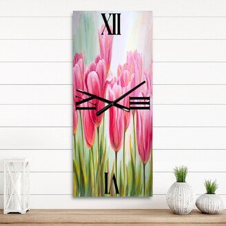 Designart 'Tulips Flowers Blossoming' Traditional Large Wall Clock